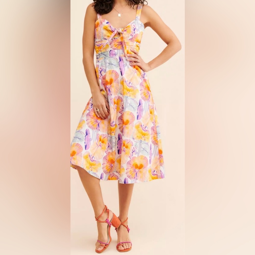 Anthropologie x Cecilia Pettersson tie-front midi dress:
